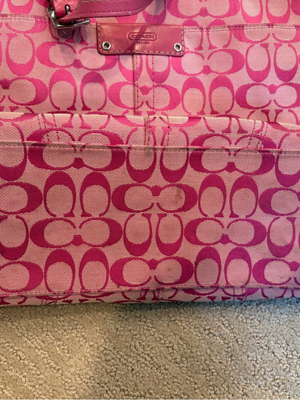 Coach Pink Hamptons Signature Canvas Gallery Tote Bag - Picture 3 of 6